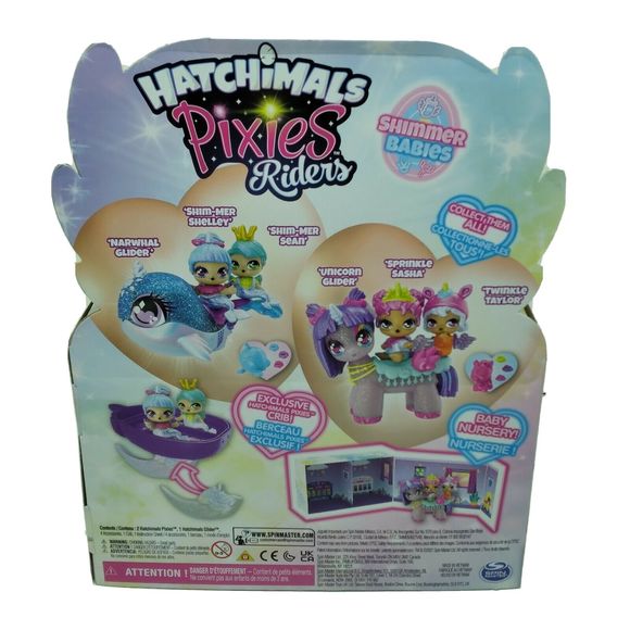 Hatchimals Pixies Riders Pixies Shimmer Twin Babies w/Nursery & Glider - Picture 3 of 6